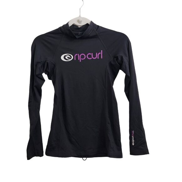 Rip Curl Rashguard Womens‎ 10 Medium Black Cloudbreak Beach Water Swim SPF Top - Picture 1 of 9